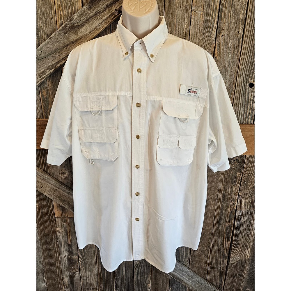 Worldwide sportsman size XL Vented Fishing Shirt white outdoor active ^